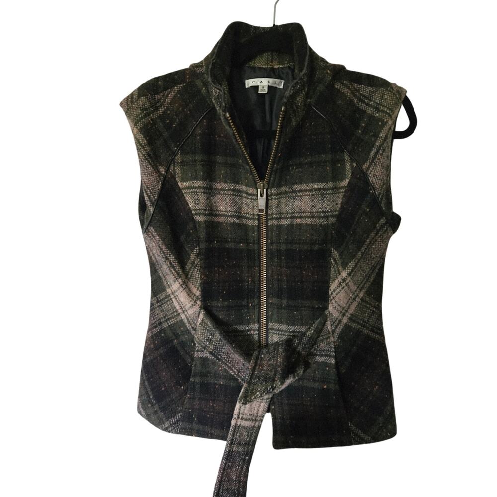 CAbi All Tied Up Wool Blend Tweed Style career vest size small